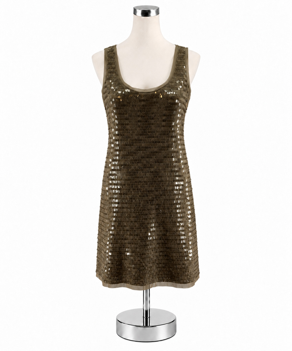 Chelsea & Violet Taupe Sequin Sleeveless Shift Dress NWT Size Small